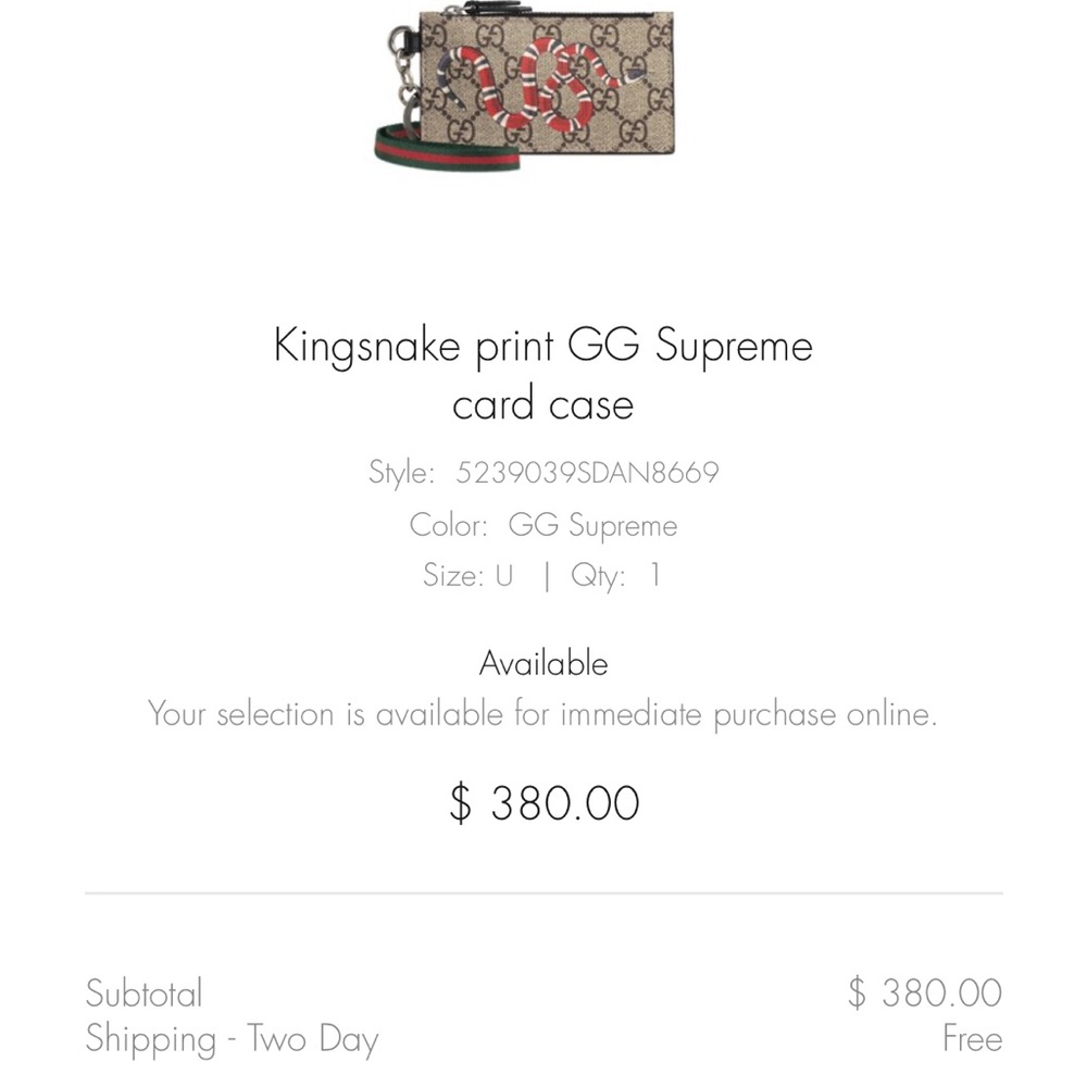 Gucci KINGSNAKE Supreme card case - Picture 4 of 4